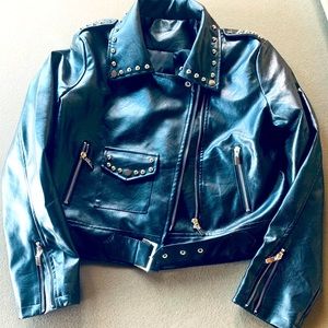 Faux leather crop jacket